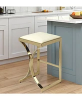 Faux Leather and Iron Backless Counter Height Bar Chair for Kitchen or Bar