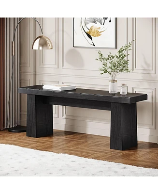 Tribesigns Wooden Entryway Bench, 47-Inch Wood Dining Table Bench Long Kitchen with Sturdy Frame for Room, Modern End of Bed Be