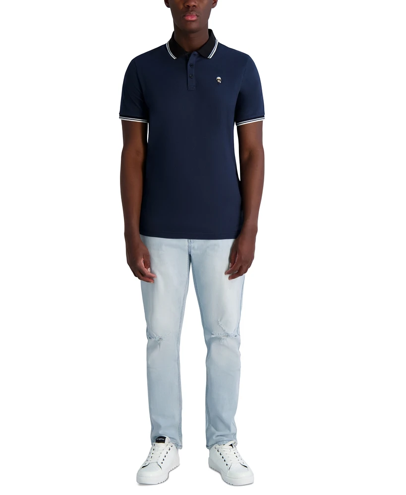 Karl Lagerfeld Paris Men's Short Sleeve Tipped Logo Polo Shirt