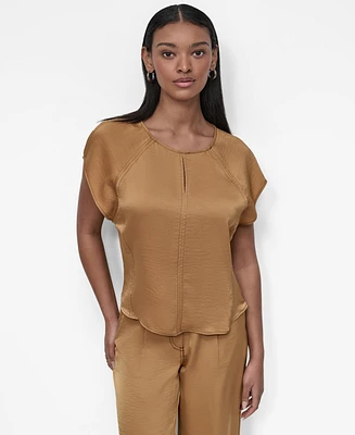 Dkny Women's Glazed Flutter-Sleeve Dressing Top