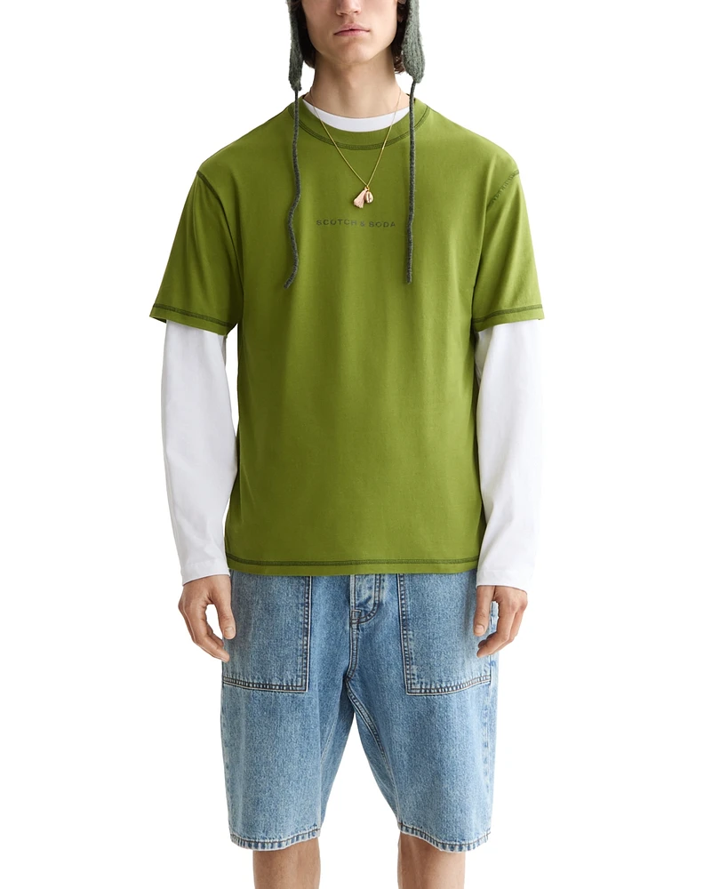 Scotch & Soda Men's Core Relaxed Fit Short Sleeve Logo Graphic Crewneck T-Shirt