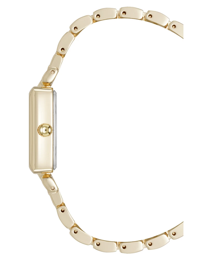 Anne Klein Women's Quartz Rectangular Roman Numeral Gold-Tone Metal Alloy and Black Dial Watch, 23mm