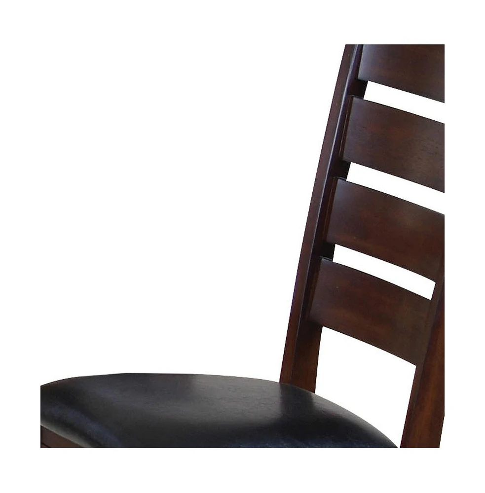 Faux Leather Slat Back Dining Chairs Set of Two for Comfortable Home Dining