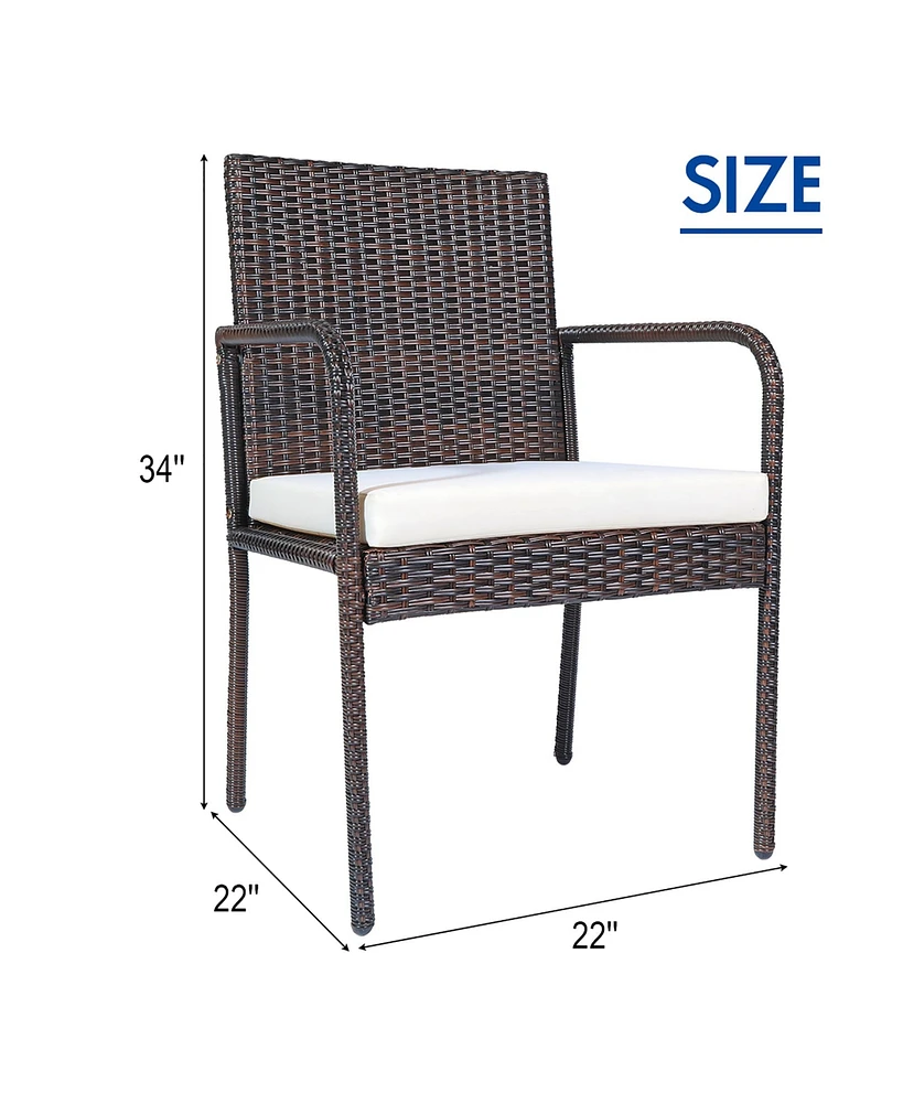 4 Pcs Outdoor Patio Rattan Dining Chairs Cushioned Sofa