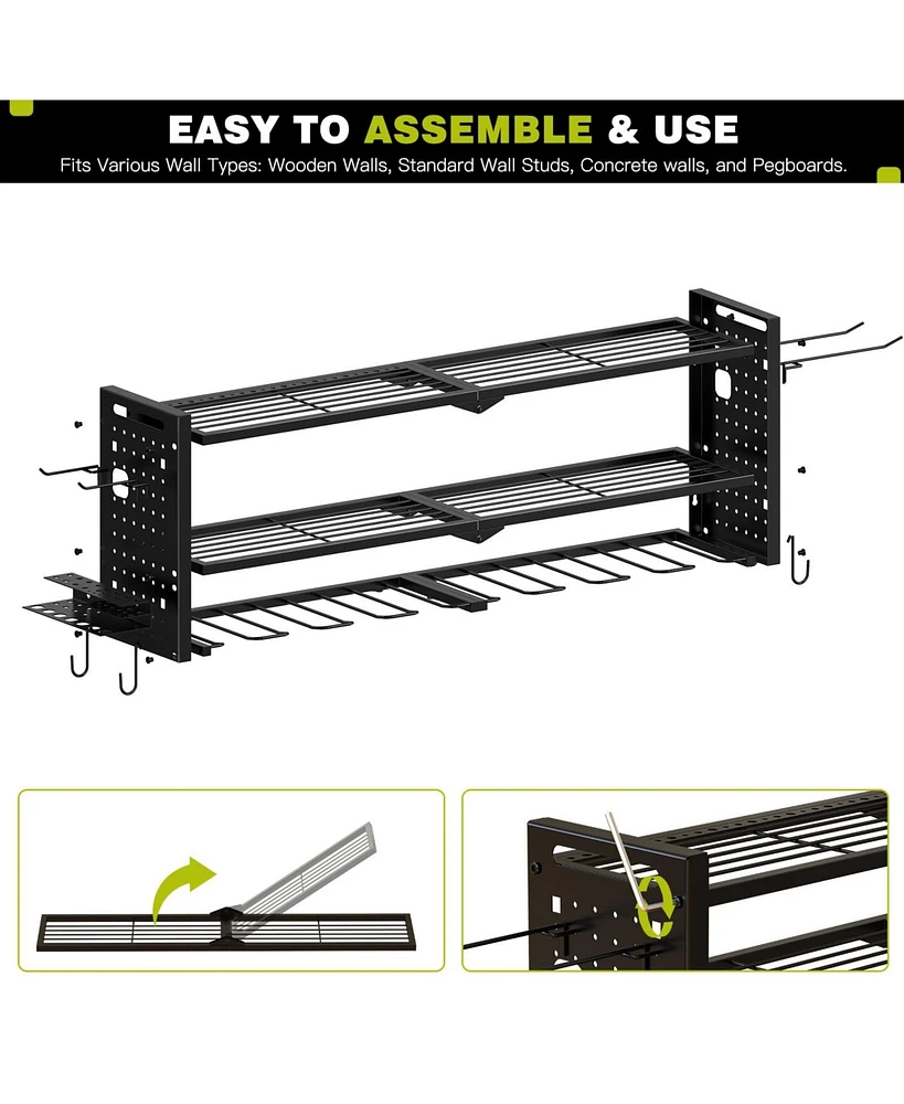 Hausource 3-Tier Power Tool Organizer Shelving Heavy Duty Storage Rack