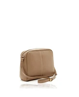 Susu Beige Leather Crossbody Bag Medium Size Women s Purse with Zipper Closure