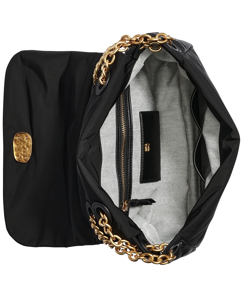 Donna Karan New York Crepe Small Nylon Shoulder with Chain Strap