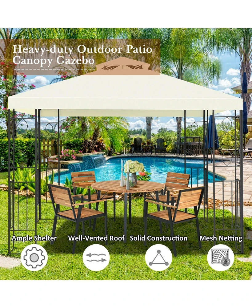 2 Tiers 10 x 10 Feet Patio Gazebo Canopy Tent