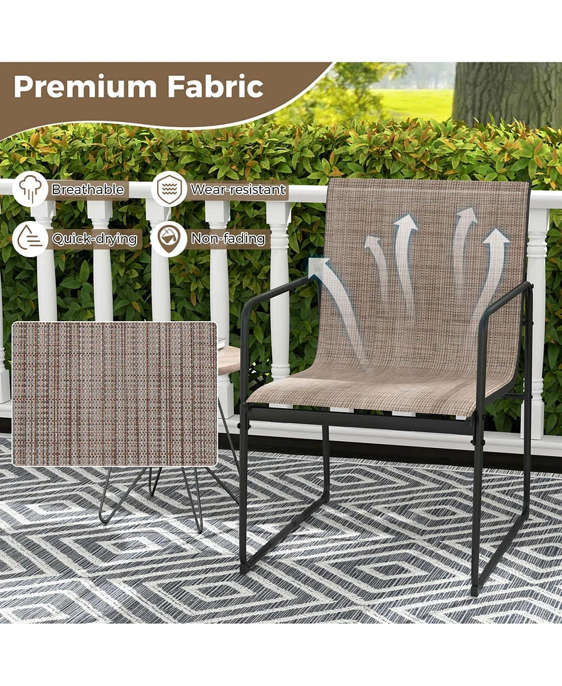 2 Pcs Outdoor Dining Chairs Patio Furniture Chair with Breathable Seat & Backrest