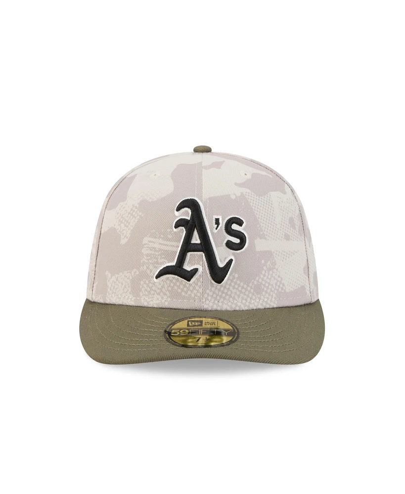 New Era Men's Light Beige/Olive Athletics 2025 Armed Forces Day 59FIFTY Fitted Hat