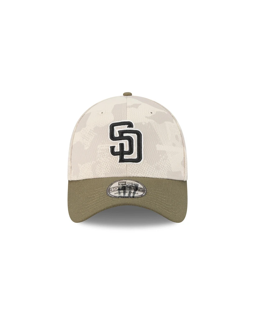 New Era Men's Light Beige/Olive San Diego Padres 2025 Armed Forces Day 39THIRTY Flex Hat