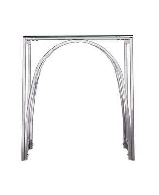 Glass Top Square End Table with Iron Base for Living Room or Lounge