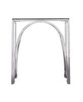Glass Top Square End Table with Iron Base for Living Room or Lounge