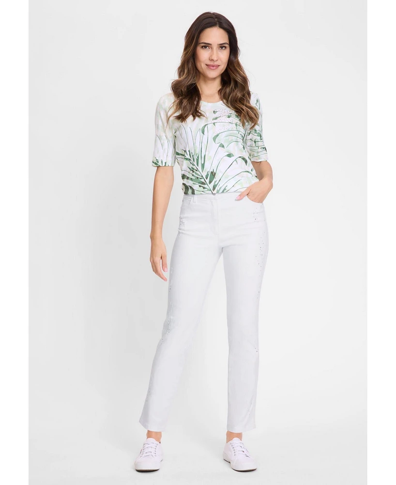 Olsen Women's Lisa Fit Straight Embellished Jean