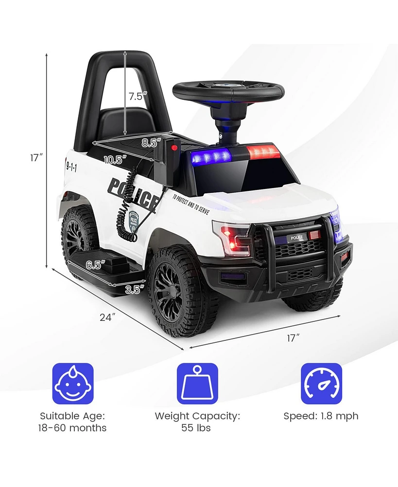 6V Kids Ride On Police Car with Real Megaphone and Siren Flashing Lights
