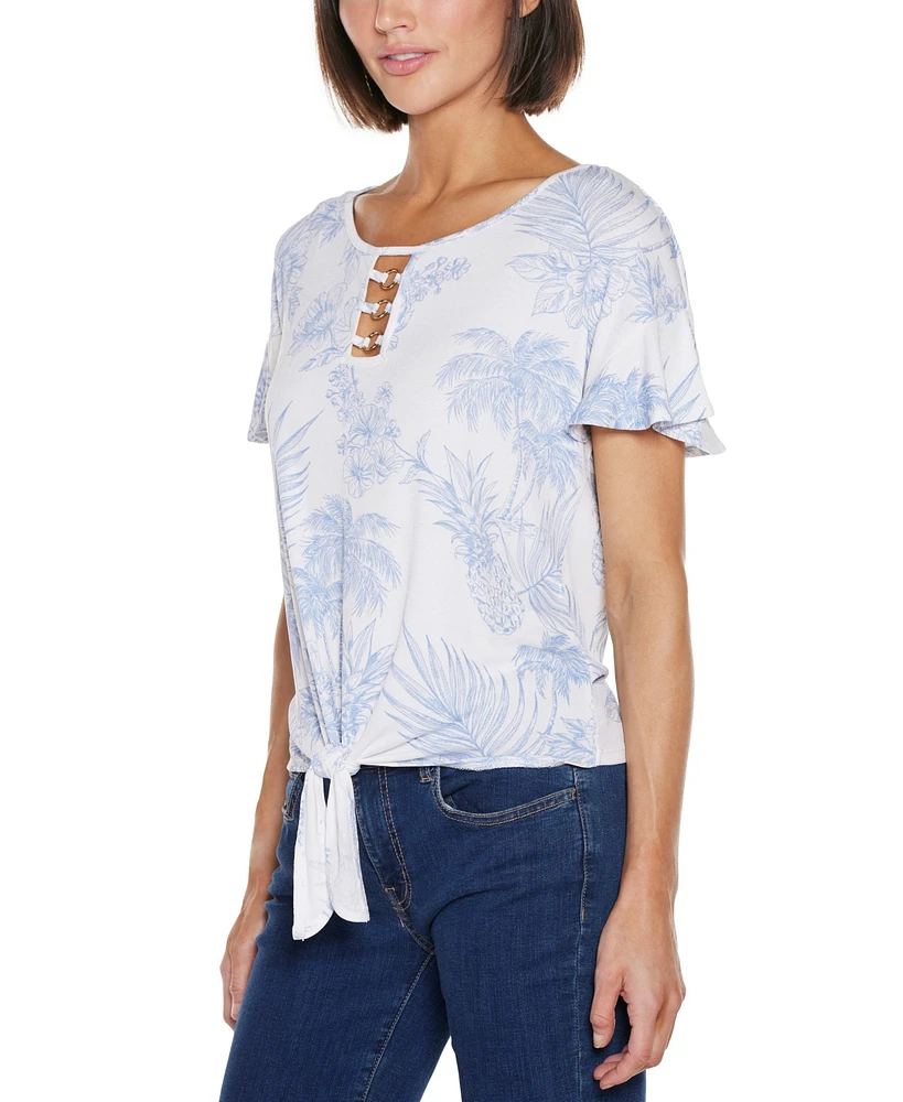 Belldini Women's Pineapple Print Knit Top