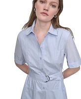 Dkny Jeans Women's Dropped Waist Button-Front Collared Dress