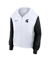 Nike Women's White Michigan State Spartans Cropped Beyond Capability Color-Block Script Full-Zip Hoodie