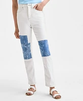 Style & Co Petite Patchwork Straight-Leg Jeans, Exclusively at Macy's
