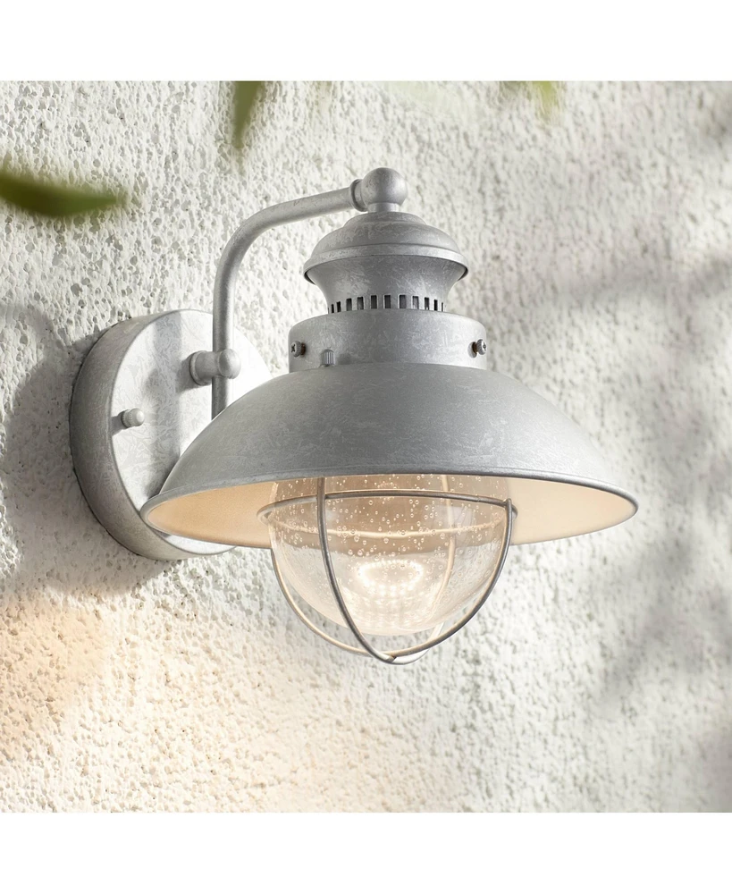 Fordham Rustic Industrial Farmhouse Outdoor Barn Light Fixture Galvanized Led 8 1/2" Seedy Glass Dome Shade for Exterior Barn Deck House Porch Pa