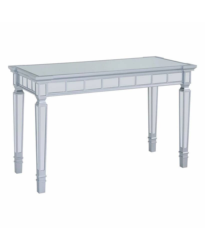 47" Silver Mirrored Writing Desk With Two Drawers