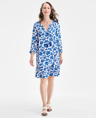 Style & Co Petite Floral-Print Shift Dress, Exclusively at Macy's