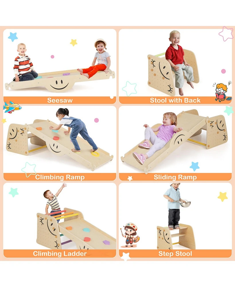 Wooden Climbing Toy Triangle Climber Set with Seesaw