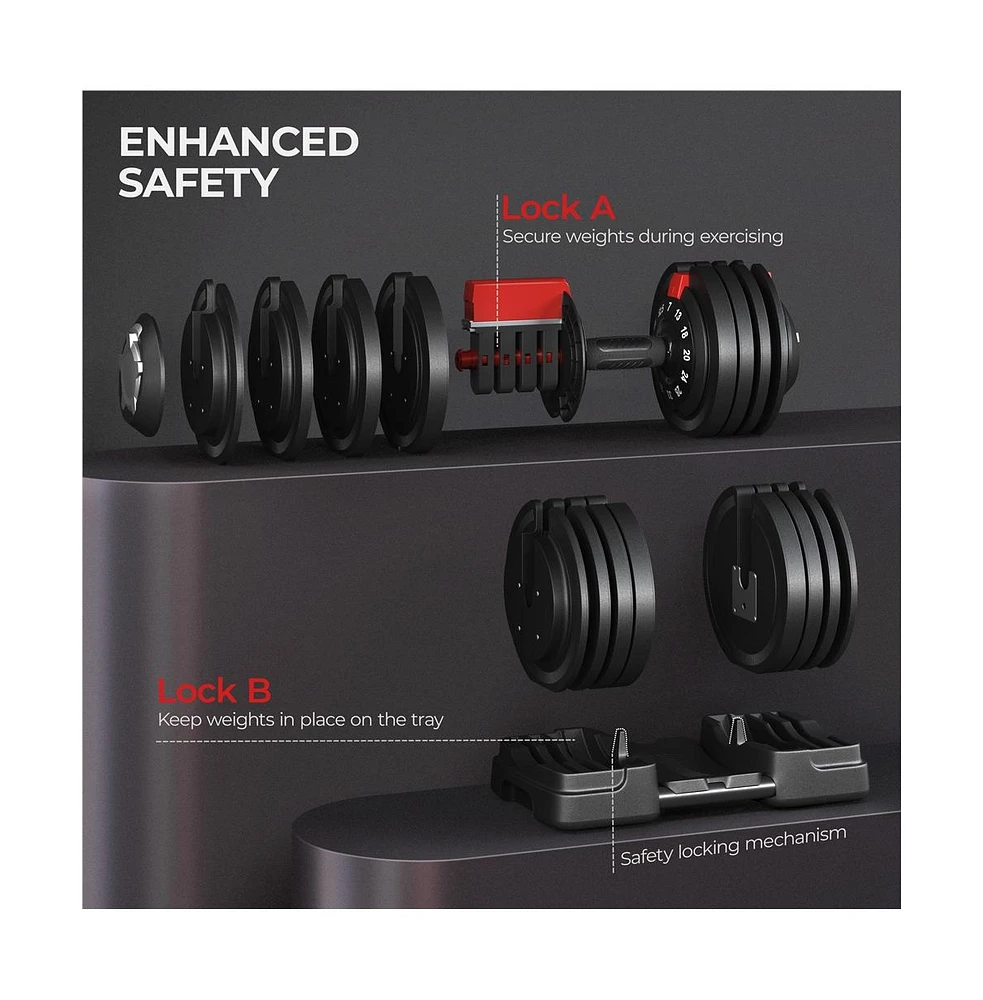 Yaheetech 52.5lb 12-in-1 Quick-Adjust Dumbbell