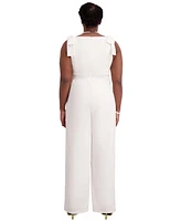 Kasper V-Neck Bow-Strap Jumpsuit, Regular & Plus Sizes