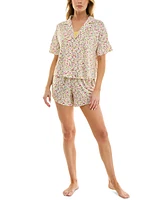 Roudelain Women's Oversized Shirt, Cami & Boxer Short 3-Pc. Pajama Set