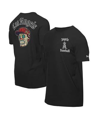 New Era Men's Black Los Angeles Angels Sugar Skulls T-Shirt