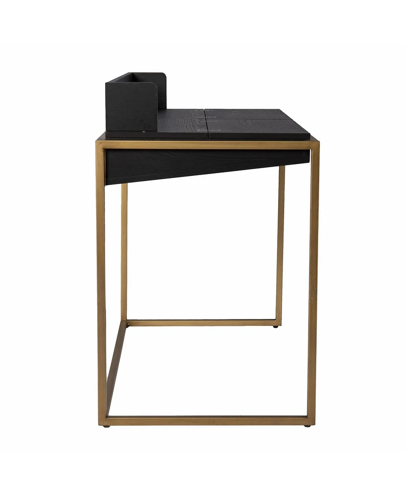 46" Black And Gold Writing Desk