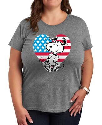 Hybrid Apparel Plus Peanuts Snoopy Americana Graphic Crew Neck T-Shirt