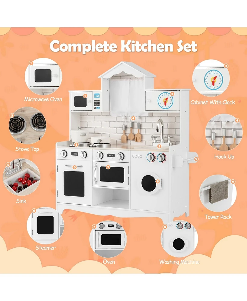 Wooden Kids Kitchen with Washing Machine