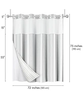 Americanflat 72x75 Hookless Shower Curtain - Grey Abstract Lines Shower Curtain with Sheer Panel, Snap-In Liner, and Grommets