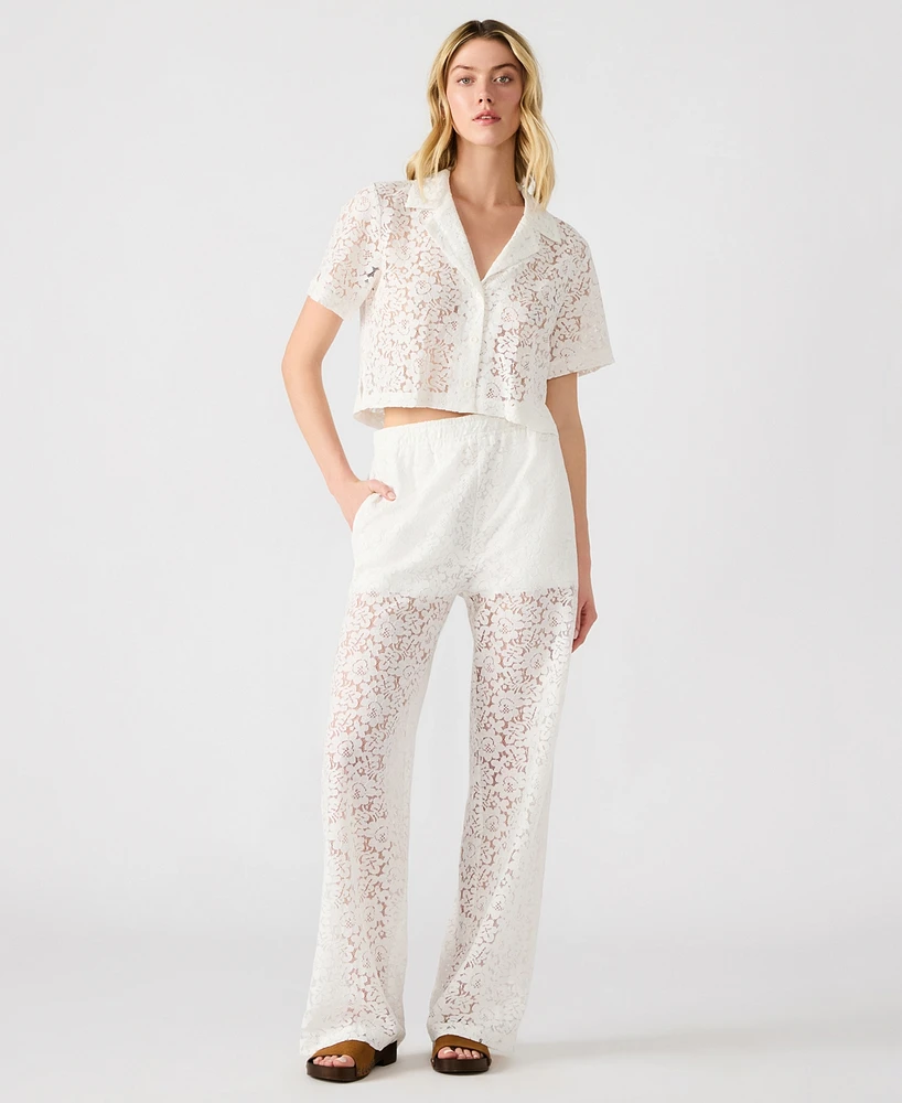 Steve Madden Women's Venetia Lace Wide Leg Pants