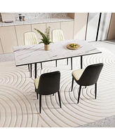 47-63" Expandable Dining Set: Table & Cushioned Chairs