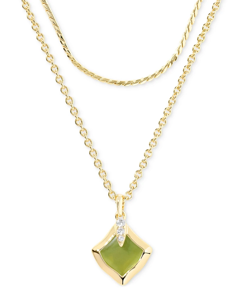 Kendra Scott Pave & Color Mother-of-Pearl Layered Pendant Necklace, 15" + 3" extender