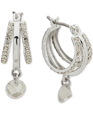 Dkny Gold-Tone Crystal Spike Stone Multirow Hoop Small Earrings, 0.46"