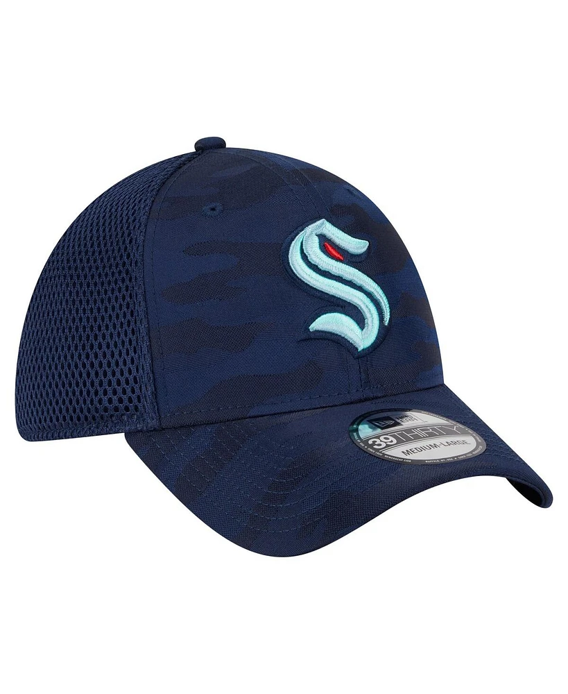 New Era Men's Deep Sea Blue Seattle Kraken Active Subtle Camo 39THIRTY Flex Hat