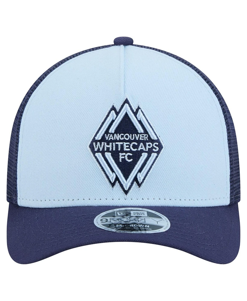 New Era Men's Light Blue Vancouver Whitecaps Fc Color Pack 9FORTY A-Frame Adjustable Trucker Hat