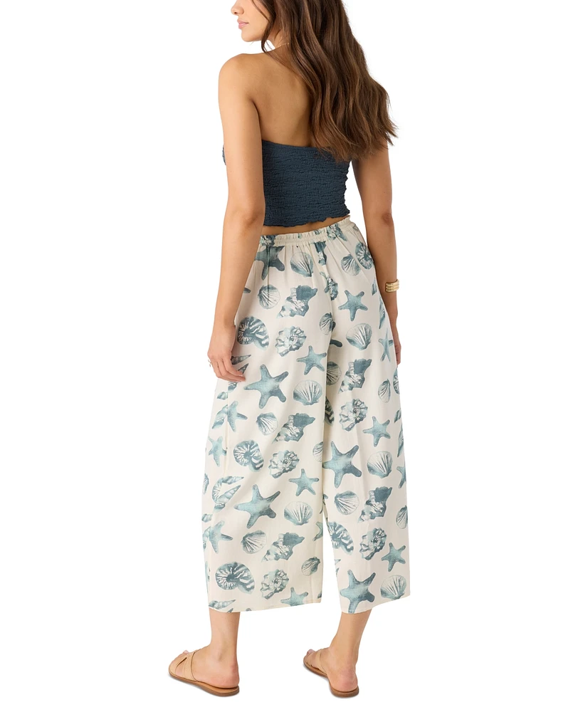O'Neill Juniors' Murrie Seashell-Print Flowy Cropped Pants