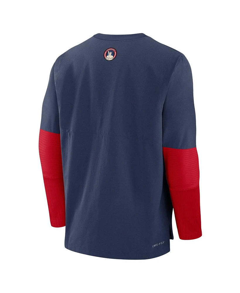 Nike Men's Navy Cleveland Guardians Authentic Collection City Connect Lightweight Player Tri-Blend Performance Long Sleeve T-Shirt