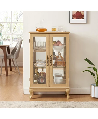 Elegant Curio Cabinet with Mirrored Back and Adjustable Shelves
