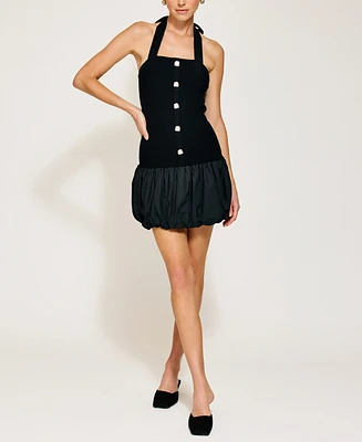 Line & Dot Women's Ramona Mixed-Media Bubble Mini Dress