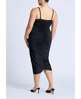 Eloquii Women's Hardware Shirred Midi Dress