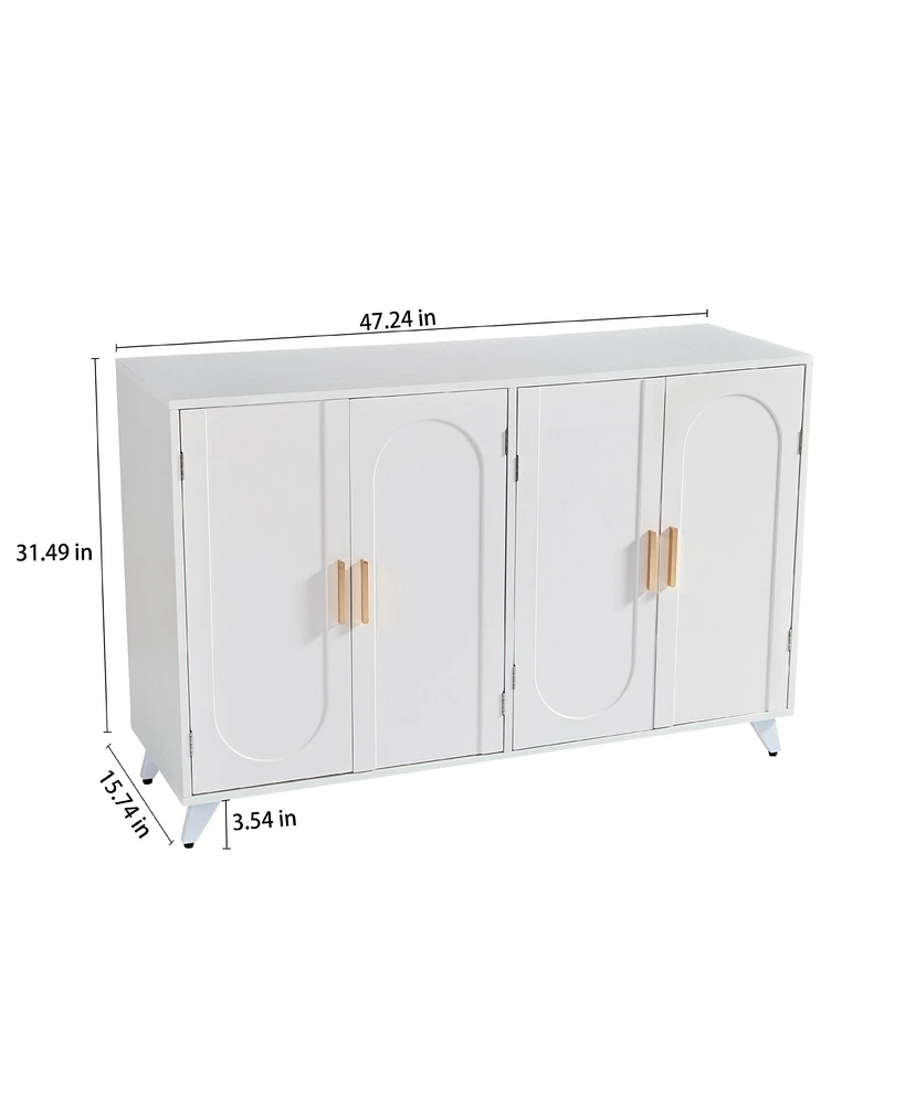 Modern 4-Door Buffet Cabinet with Removable Shelves