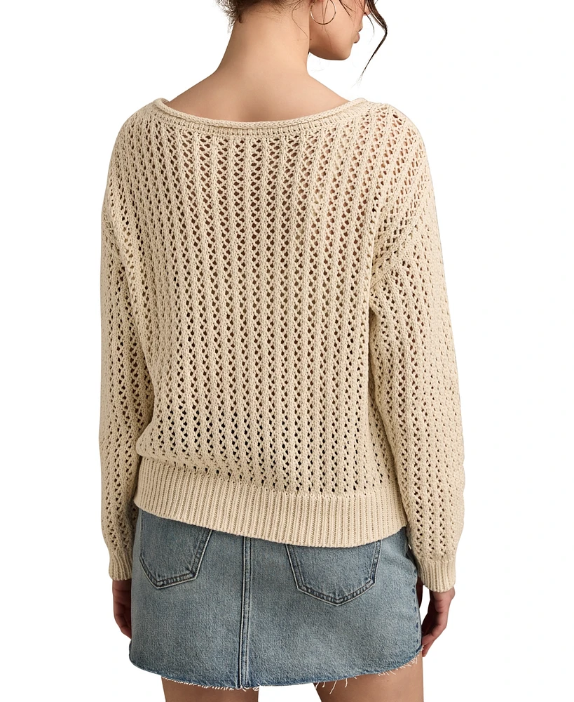 Lucky Brand Women's Americana Mesh-Stitch Sweater