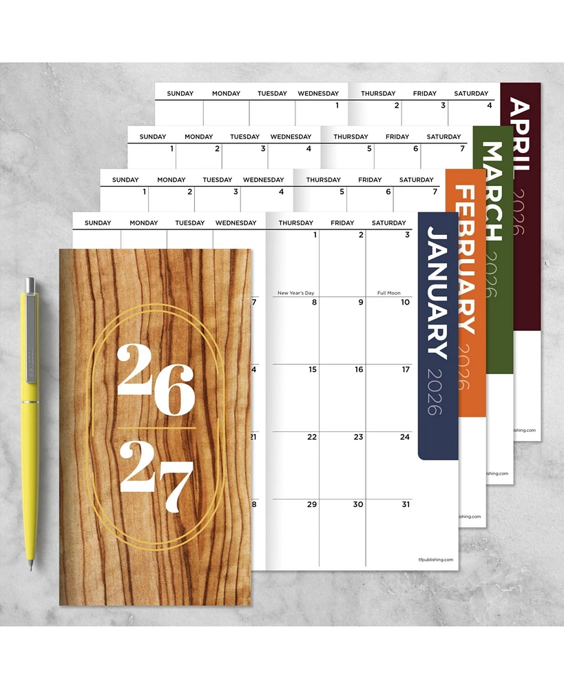 2026-2027 Classic Oak Small Monthly Pocket Planner