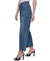 Karl Lagerfeld Paris Women's Wide-Leg Cropped Denim Jeans
